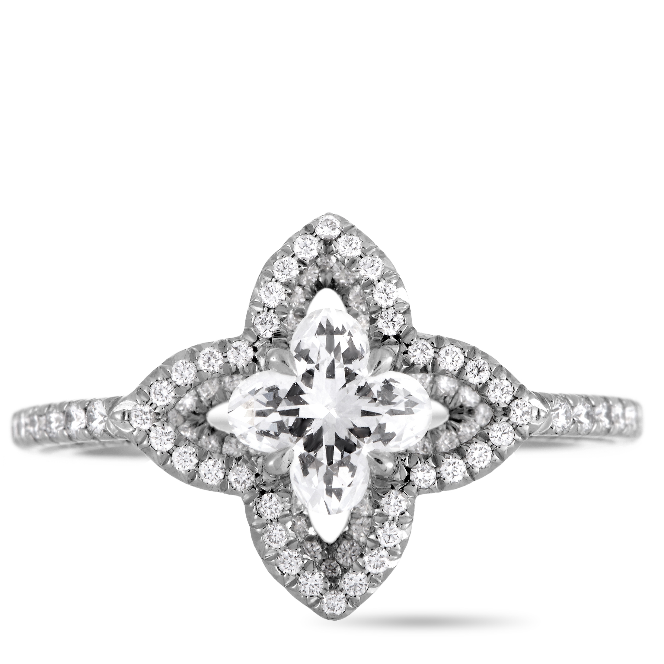 Louis Vuitton® LV Diamonds Pavé V Ring, Platinum