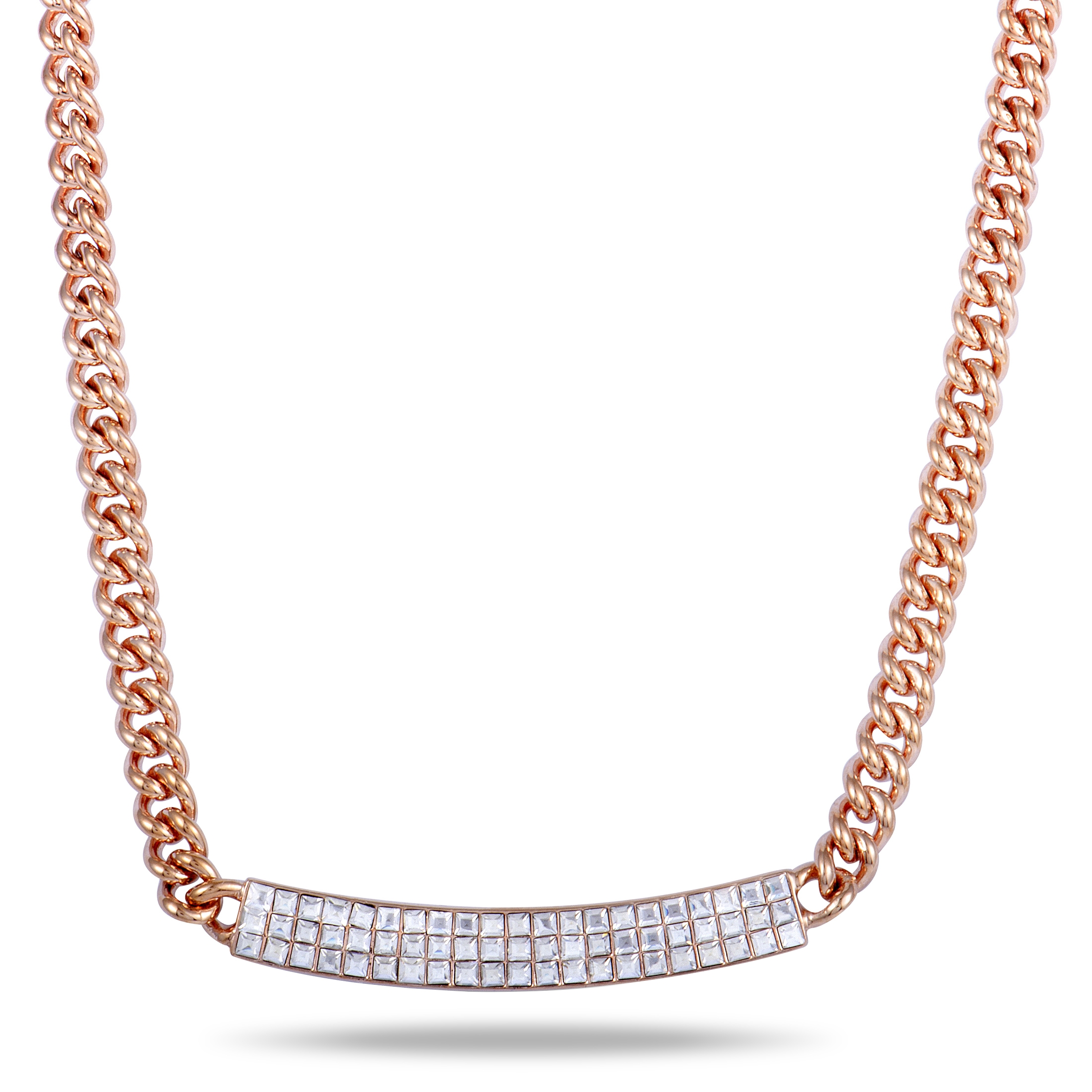 Swarovski Vio Crystals Pave Pendant Rose Gold Plated Chain Necklace 5192265