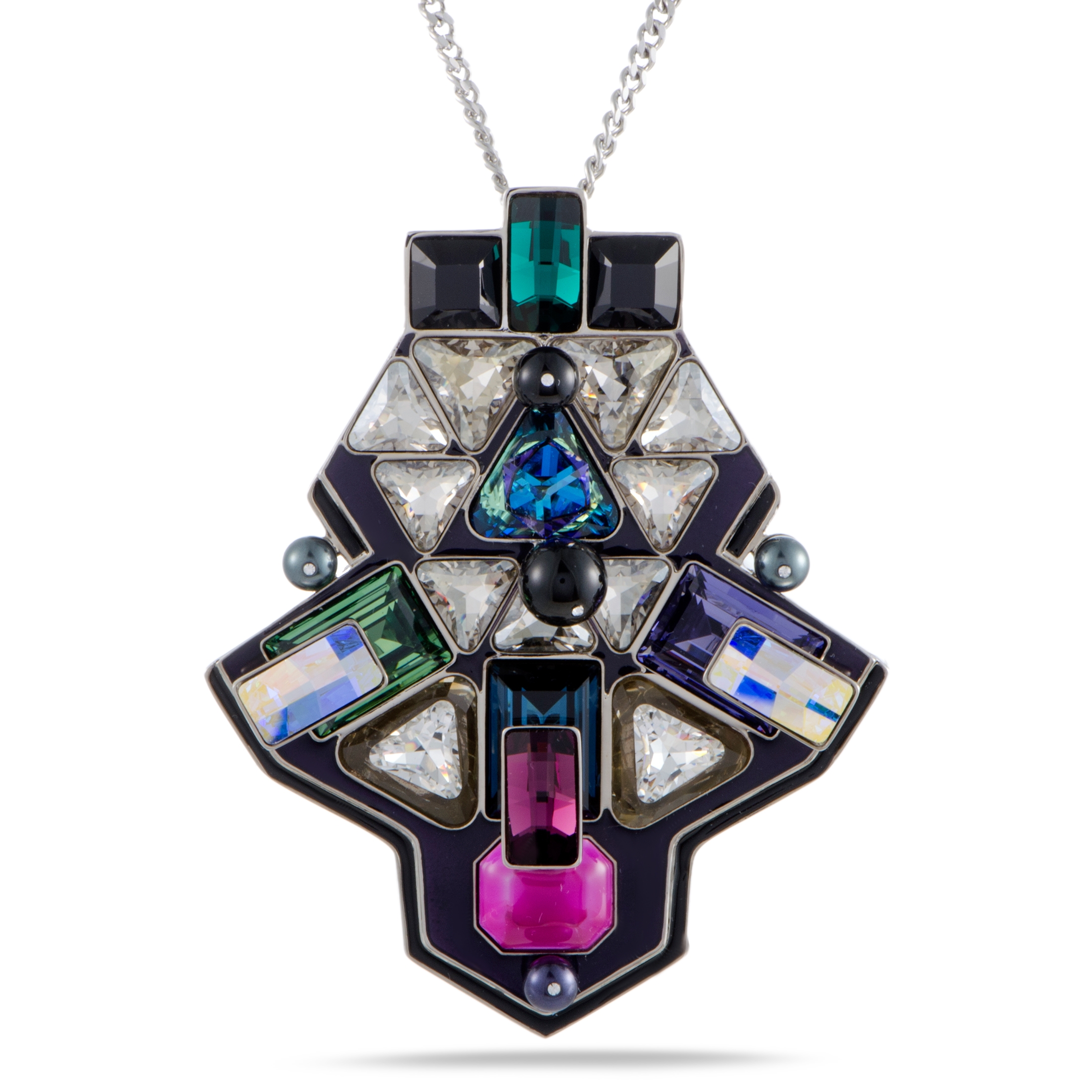 Swarovski Buzz Multicolor Geometric Crystal Pendant Long Chain Necklace 5070638
