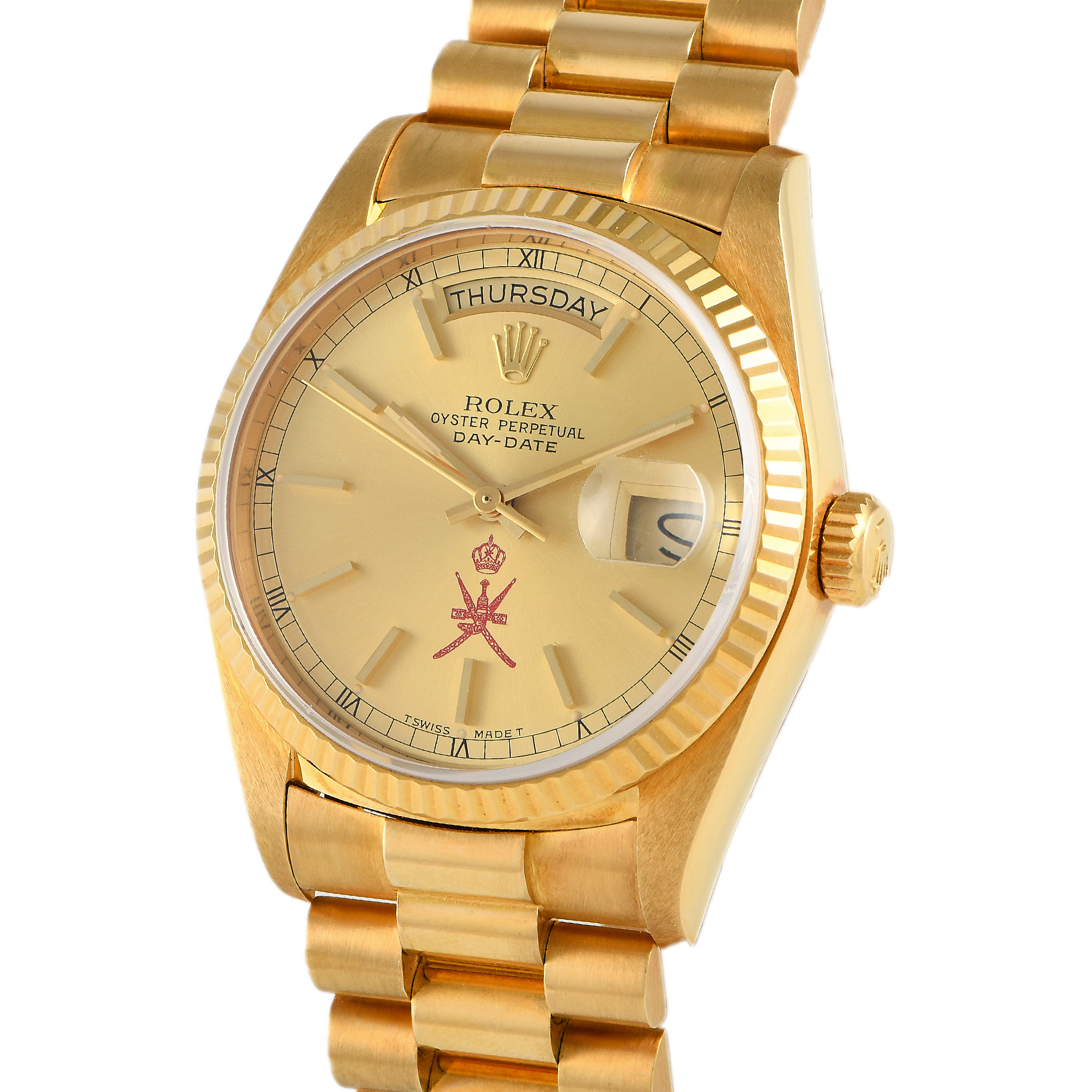 Rolex Day-Date 36 Champagne Khanjar Dial Watch 18038