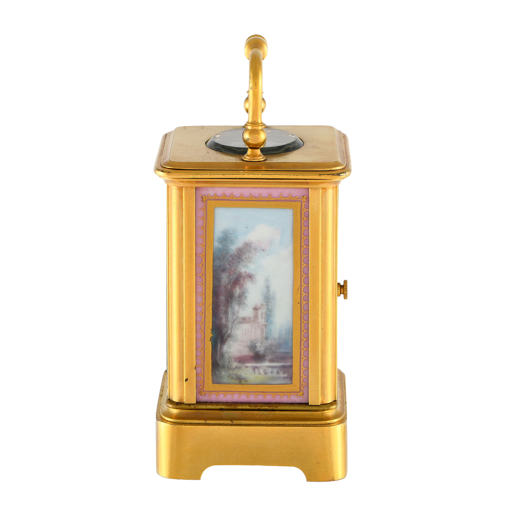 Brass & Enamel Brass & Enamel Miniature French Carriage Table Clock ...