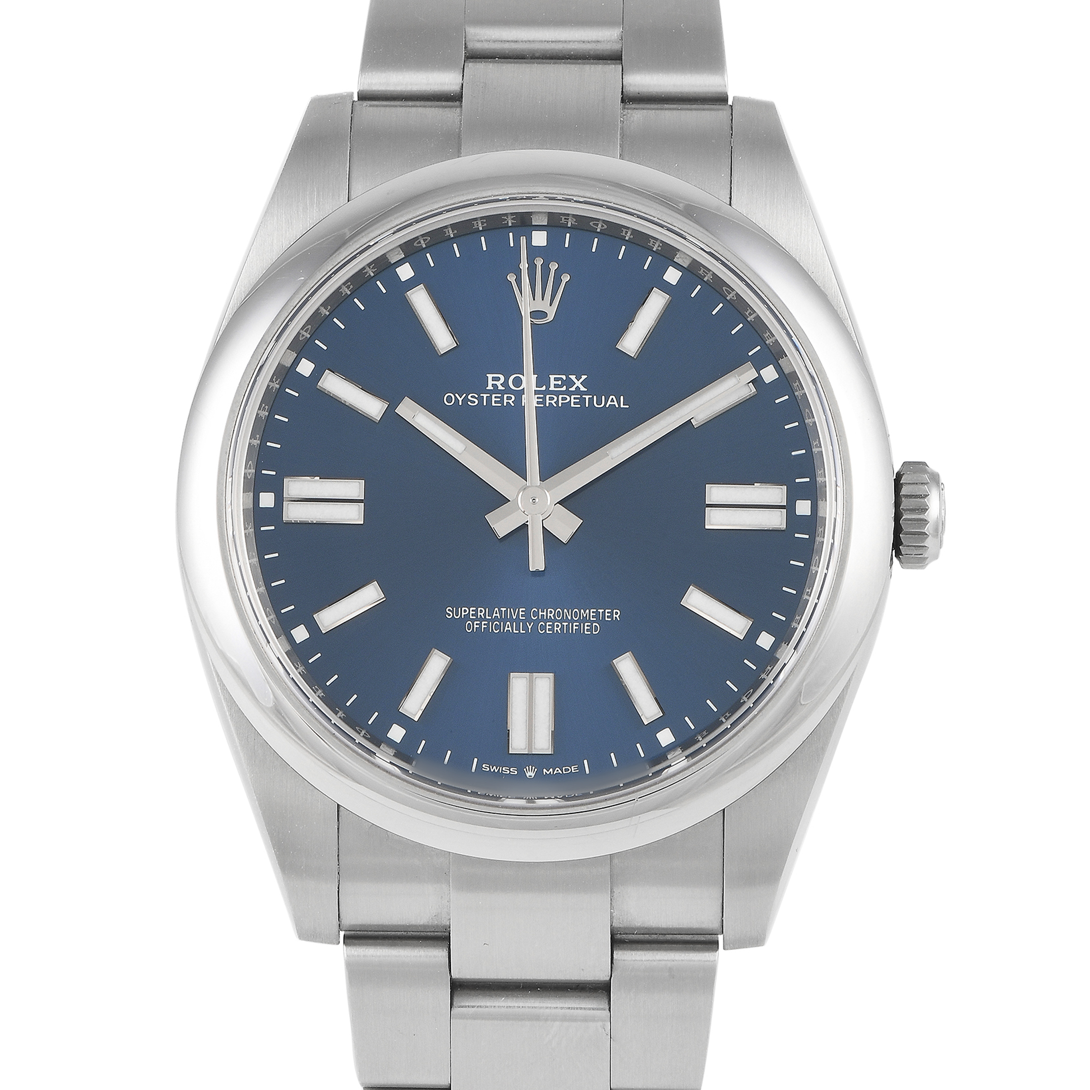 ROLEX Oyster Perpetual 41 with a bright blue dial and an Oyster bracelet  M124300-0003 Complete