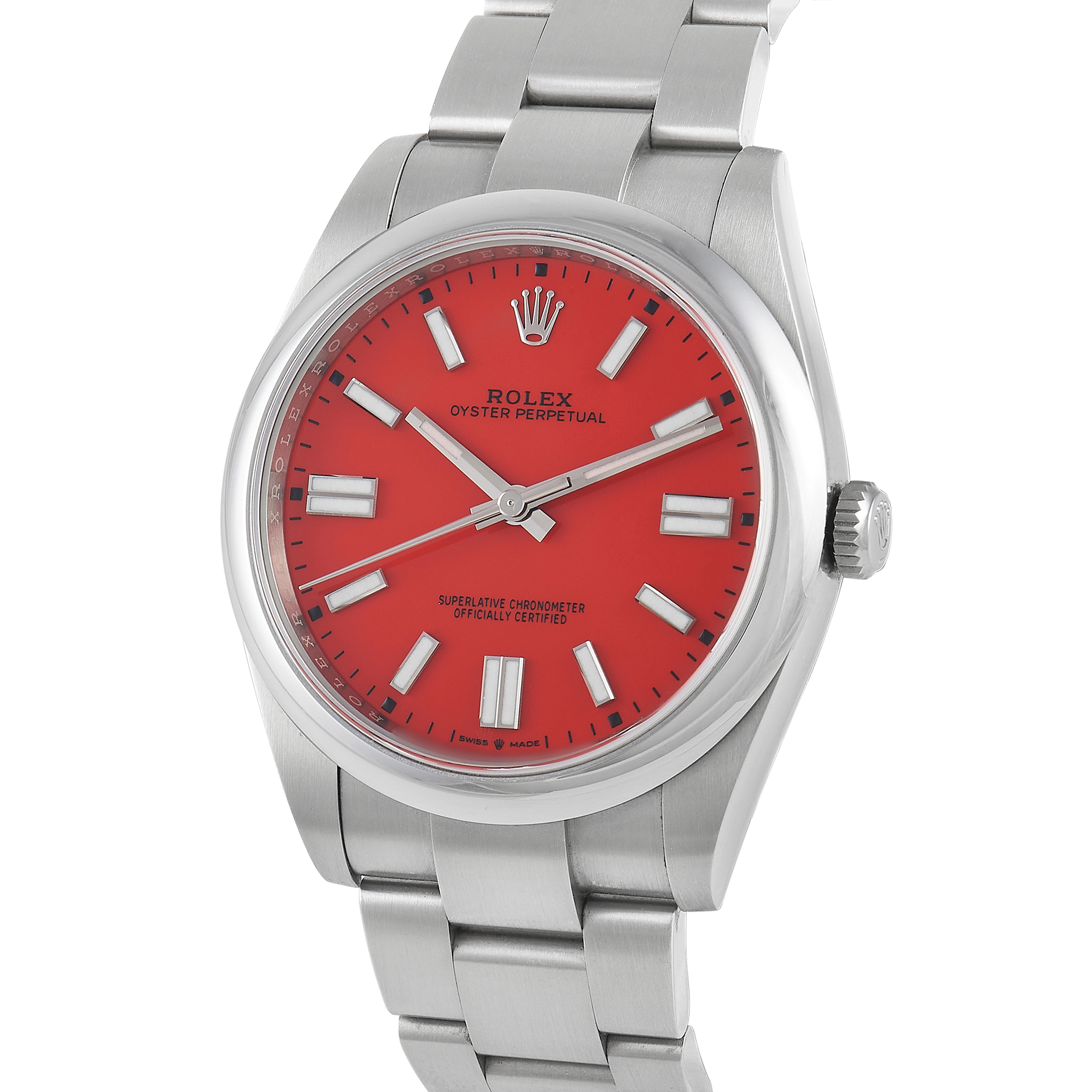 Rolex Oyster Perpetual 41 Coral Red Dial Watch 124300